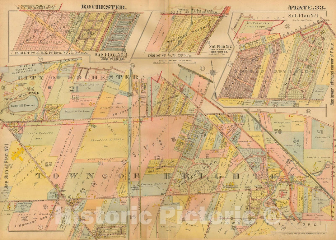 Historic Map : Plat Book of the City of Rochester New York and Vicinity, 1918 Plate 033 , Vintage Wall Art