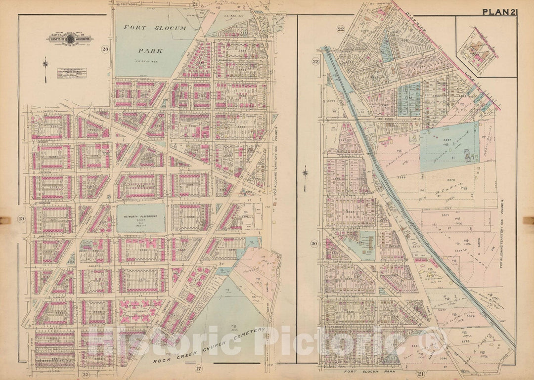 Historic Map : Atlas of Washington D.C. Volume 3 (Outer NW), Washington 1937 Plate 021 , Vintage Wall Art