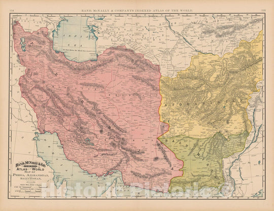 Historic Map : Baluchistan & Persia & Afghanistan 1892 , Rand McNally's Atlas World , Vintage Wall Art