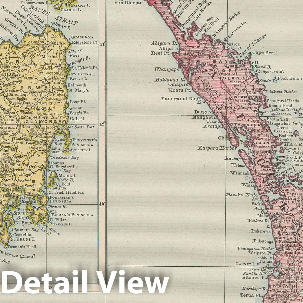 Historic Map : Northern New Zealand and Tazmania 1900 , Universal Atlas World , Vintage Wall Art