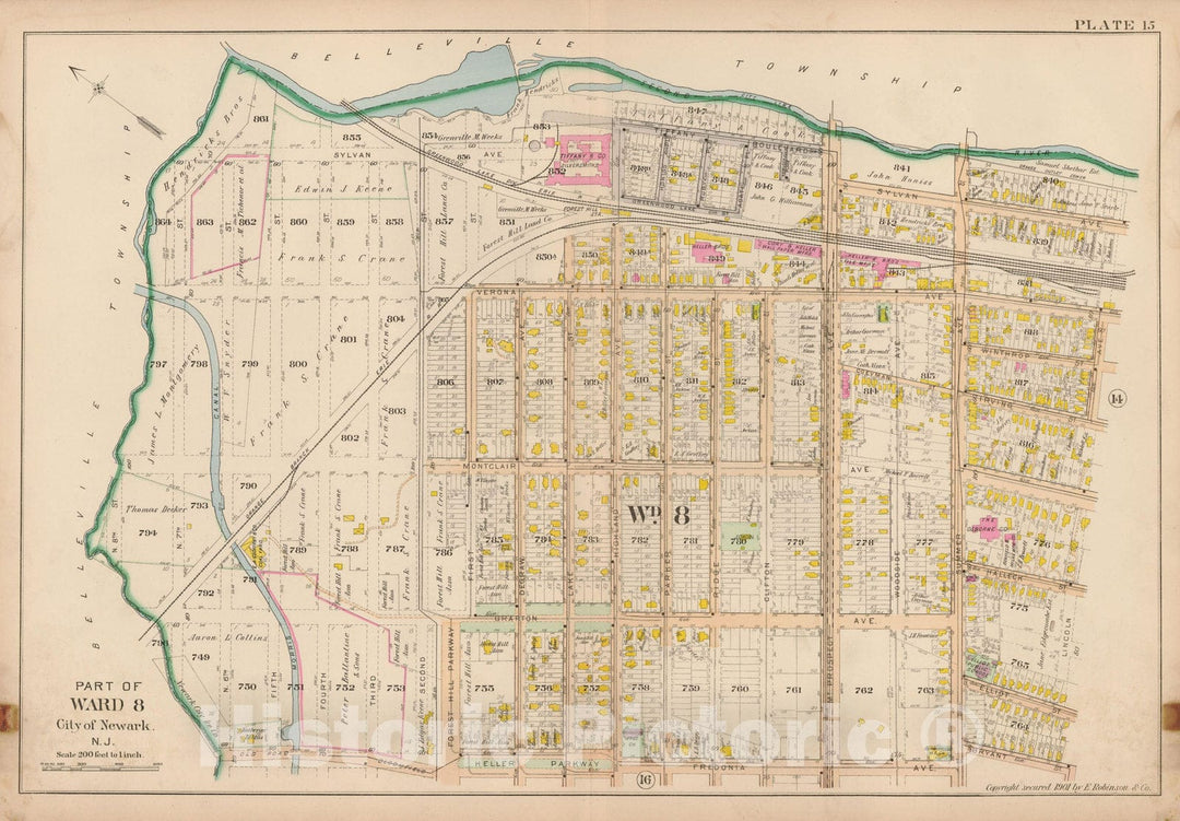 Historic Map : Atlas City of Newark, Newark 1901 Plate 015 , Vintage Wall Art