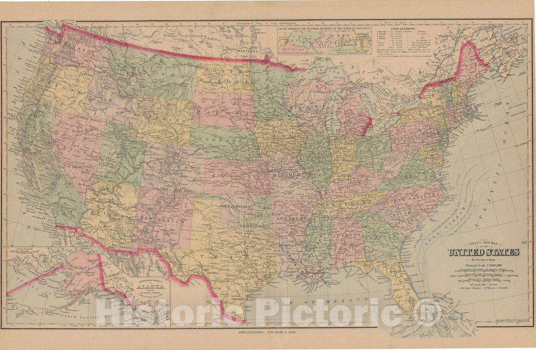 Historic Map : United States 1879 , Vintage Wall Art