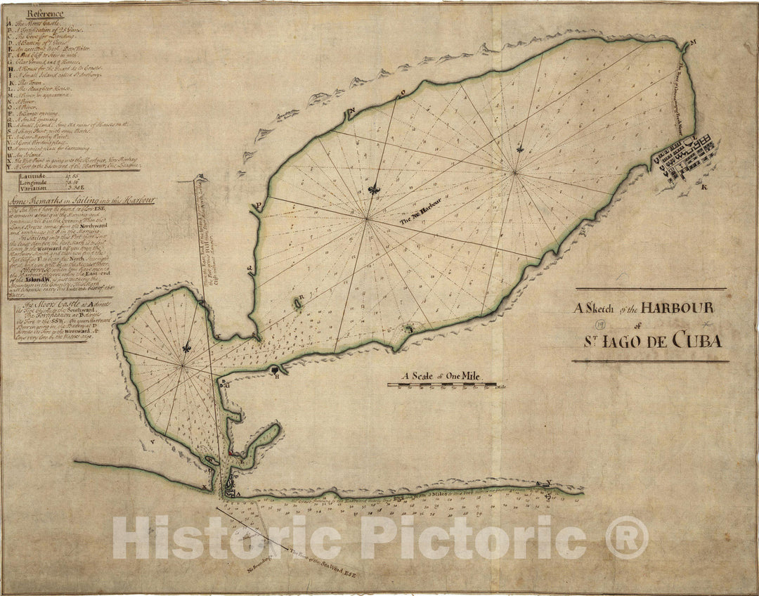 Historic Map : North America, Santiago de Cuba 1765 , Vintage Wall Art