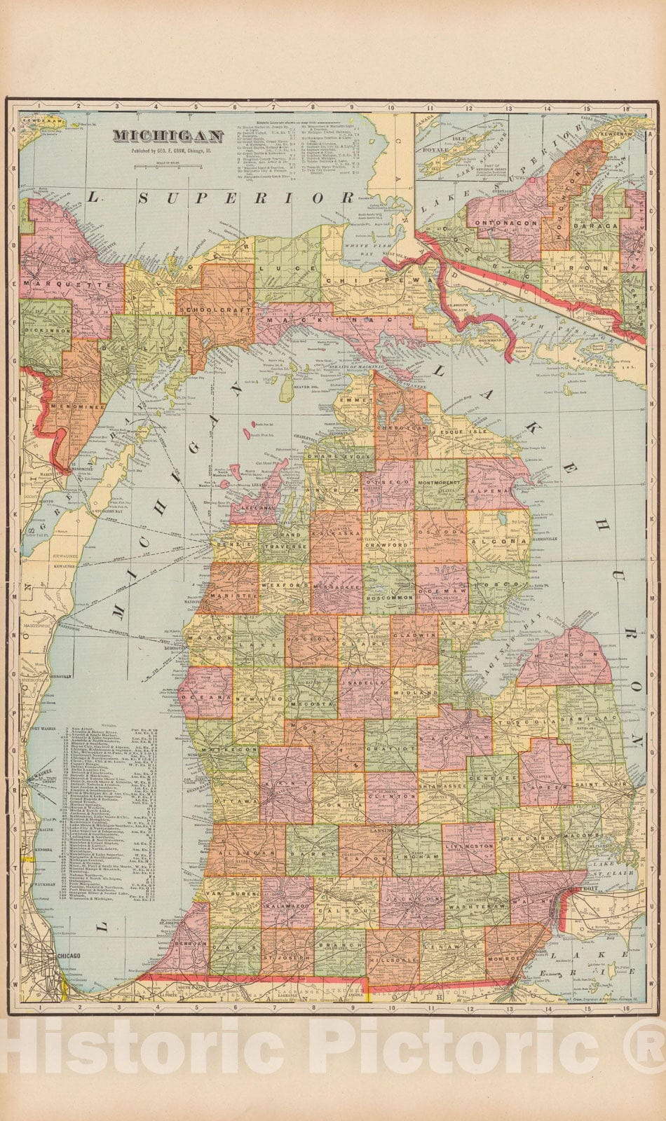 Historic Map : Standard Atlas of Kalamazoo County, Michigan 1910 , Vintage Wall Art