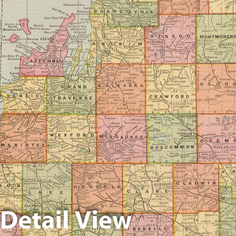 Historic Map : Standard Atlas of Kalamazoo County, Michigan 1910 , Vintage Wall Art