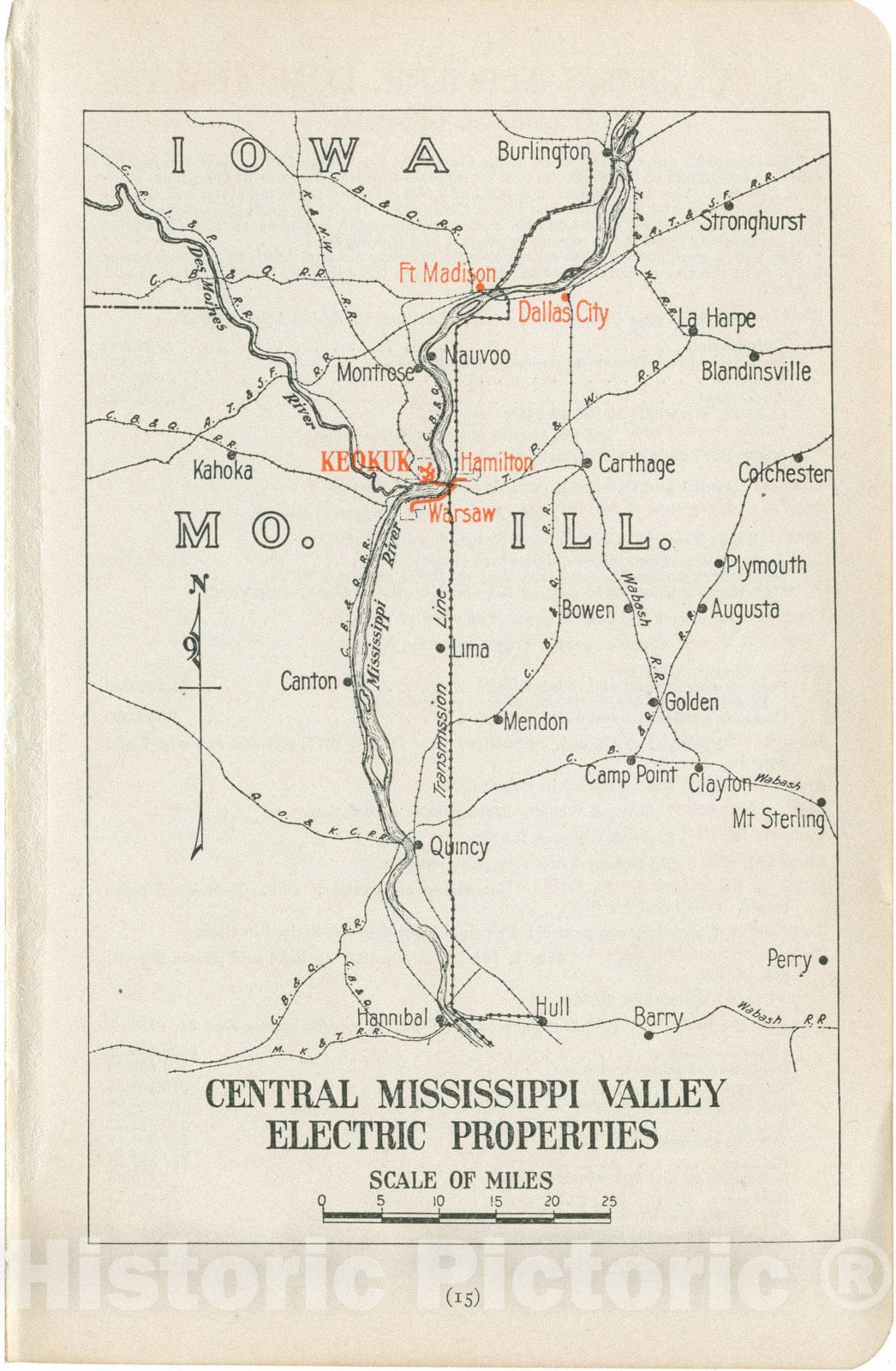 Historic Map : Central Mississippi Valley Electric Properties 1914 , North American Electric Power and Traction Companies , Vintage Wall Art