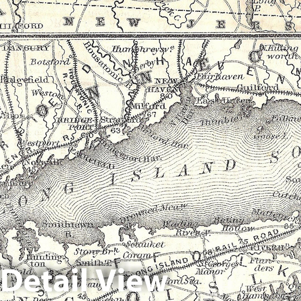 Historic Map : Railroad Maps of the United States, Long Island 1848 , Vintage Wall Art