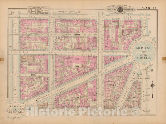 Historic Map : Atlas of Washington D.C. Volume 1 (Inner NW), Washington 1939 Plate 020 , Vintage Wall Art