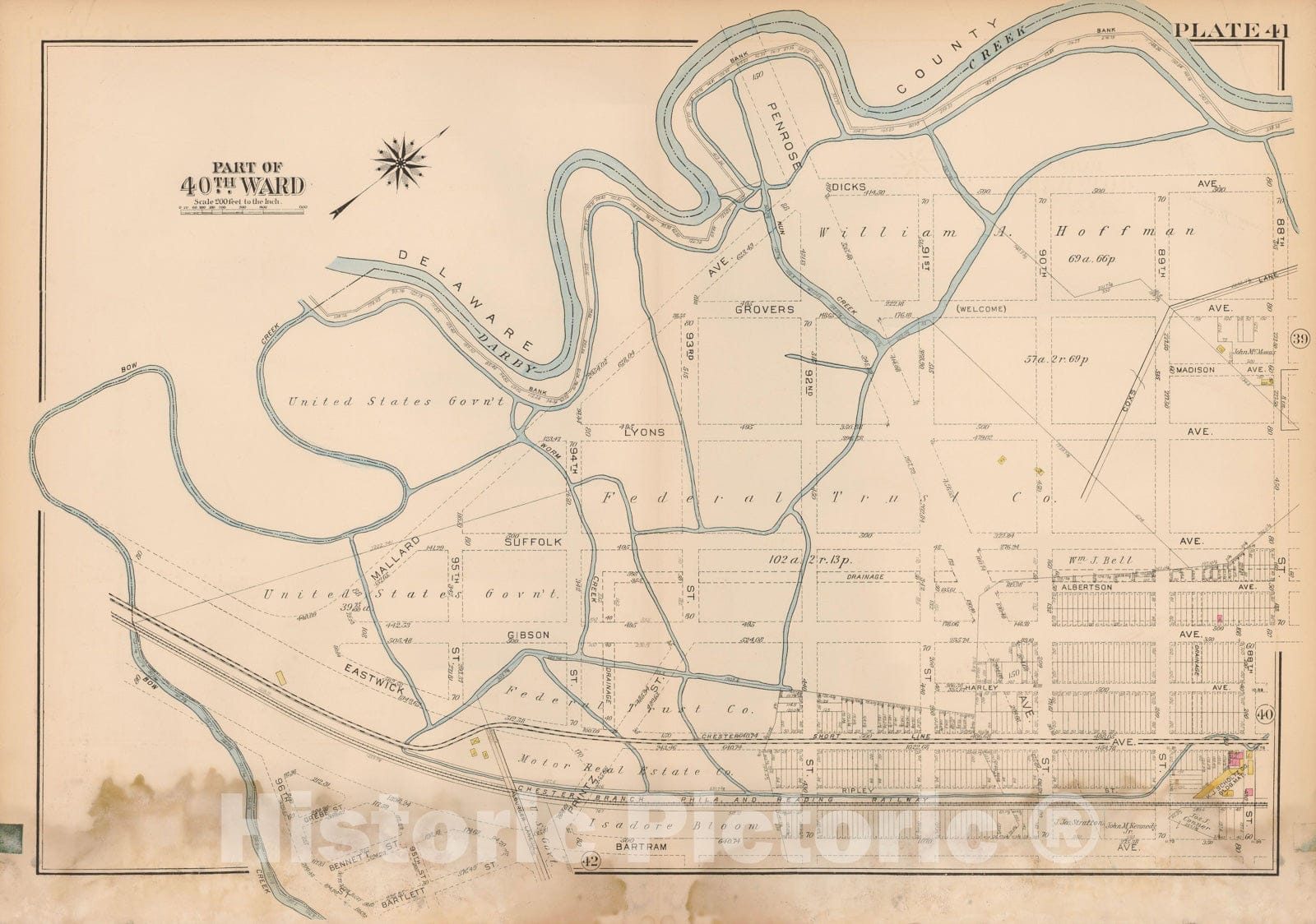 Historic Map : Atlas City of Philadelphia Wards 24,27,34,40,44&46 West Philadelphia, West Philadelphia 1927 Plate 041 , Vintage Wall Art