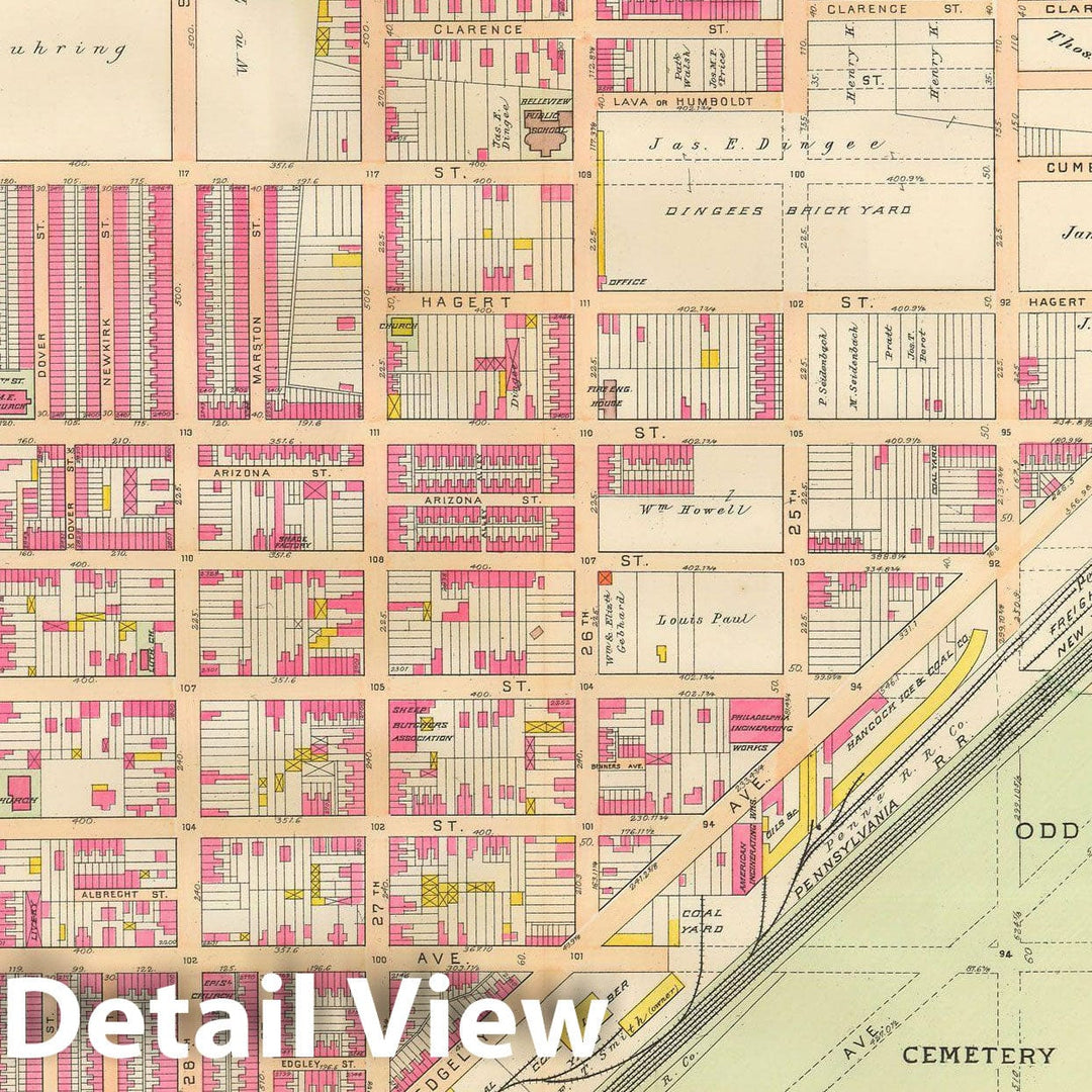 Historic Map : Baist's Property Atlas of Philadelphia, Philadelphia 1895 Plate 029 , Vintage Wall Art