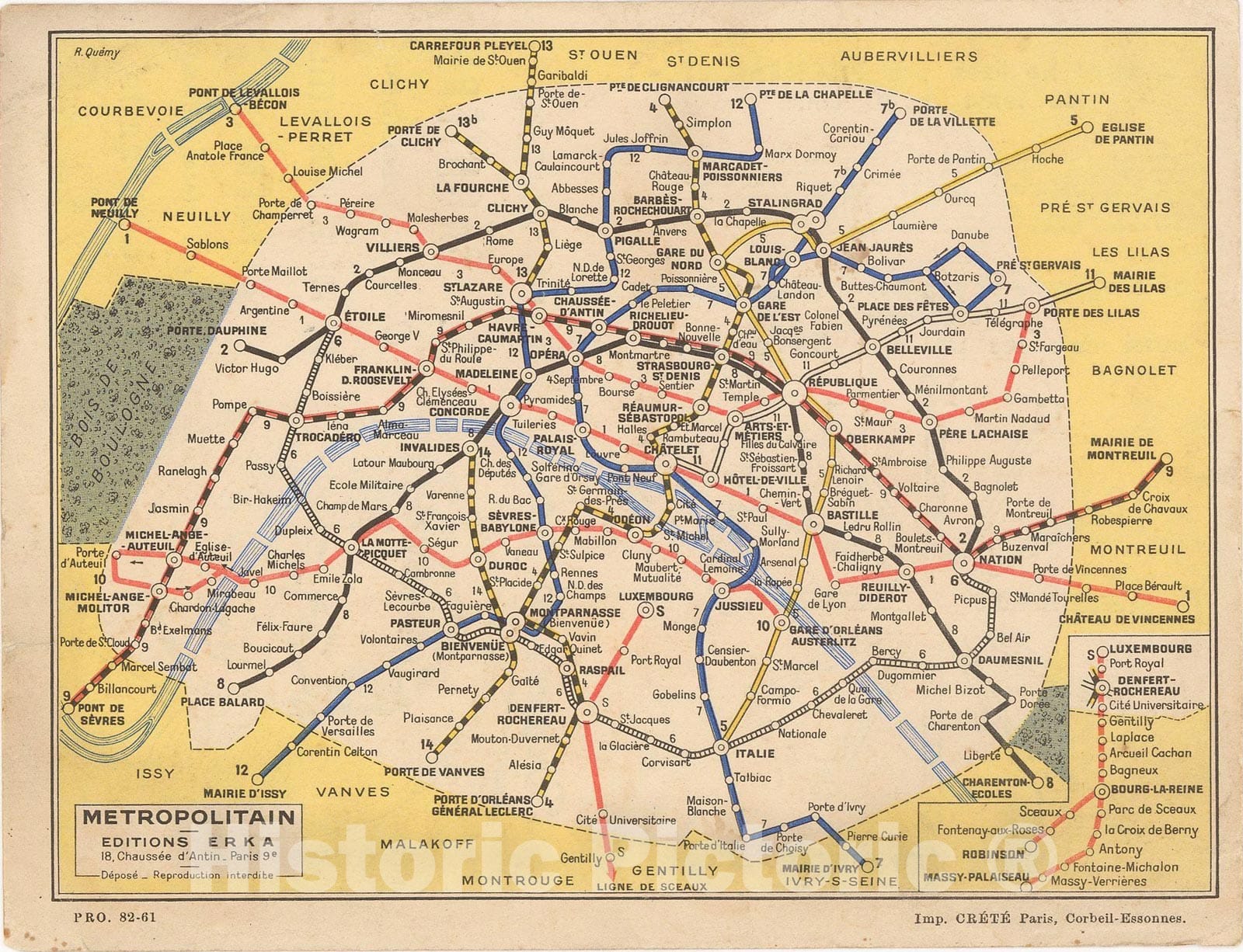 Historic Map : Europe, Paris 1961 , Vintage Wall Art