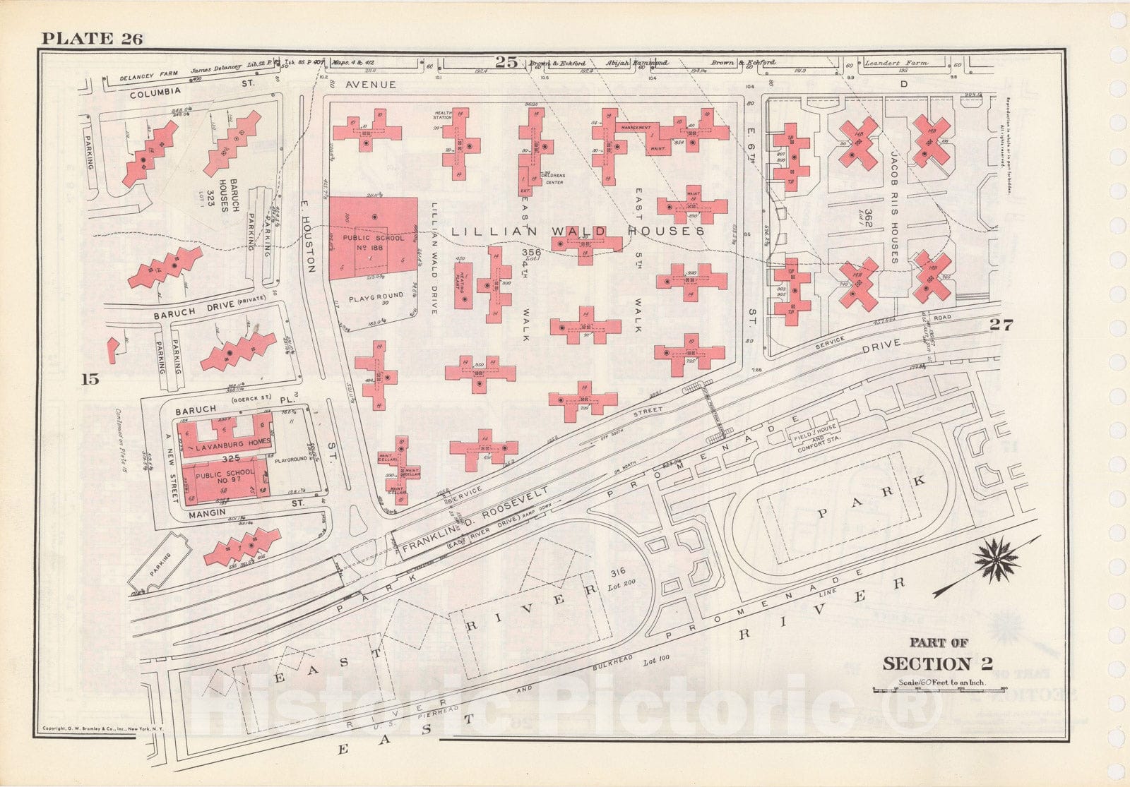 Historic Map : Manhattan Land Book 1955 - Updated Through Nov 7th, New York City 1975 Plate 026 , Vintage Wall Art