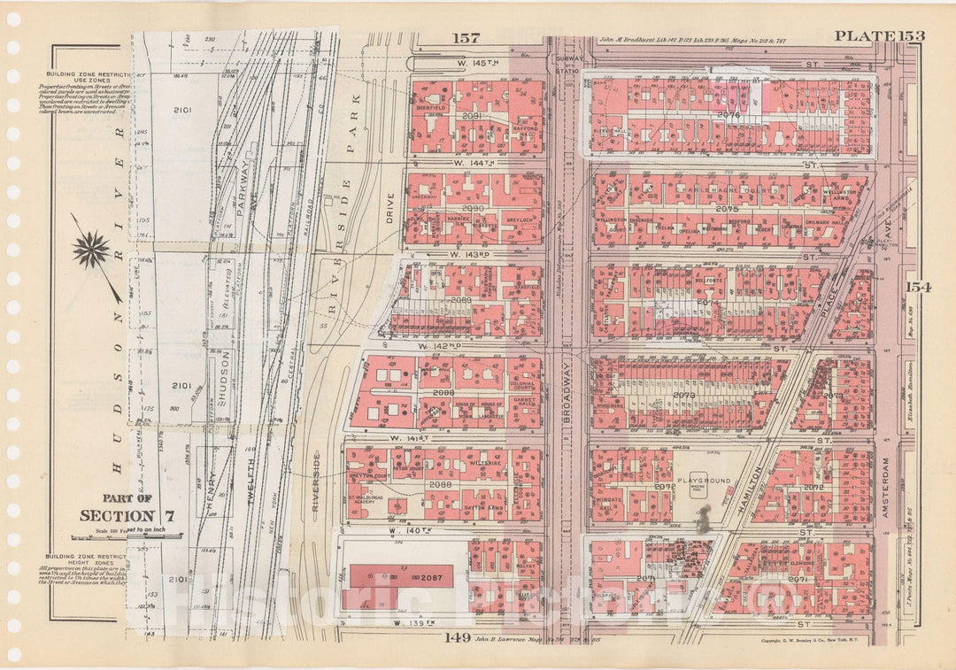 Historic Map : Manhattan Land Book 1955 - Updated Through Nov 7th, New York City 1975 Plate 153 , Vintage Wall Art