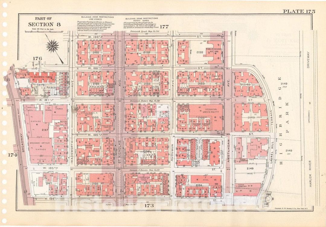 Historic Map : Manhattan Land Book 1955 - Updated Through Nov 7th, New York City 1975 Plate 175 , Vintage Wall Art