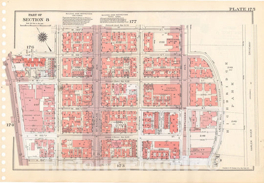 Historic Map : Manhattan Land Book 1955 - Updated Through Nov 7th, New York City 1975 Plate 175 , Vintage Wall Art