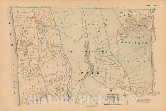 Historic Map : New York City & The Bronx 1885 Plate 041 , Robinson's Atlas City of New York , Vintage Wall Art