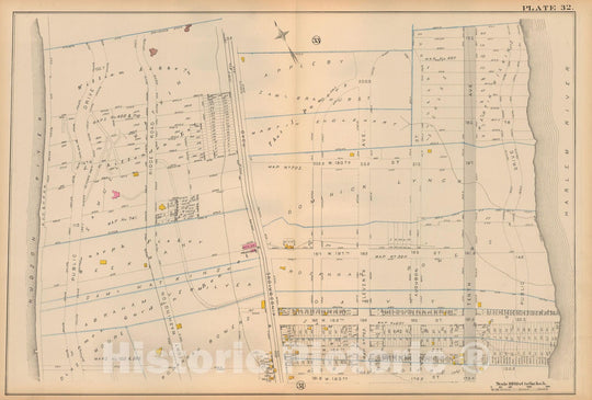 Historic Map : Atlas City of New York, Vol 2 ... 12th Ward, 2nd Ed., Manhattan 1884 Plate 032 , Vintage Wall Art