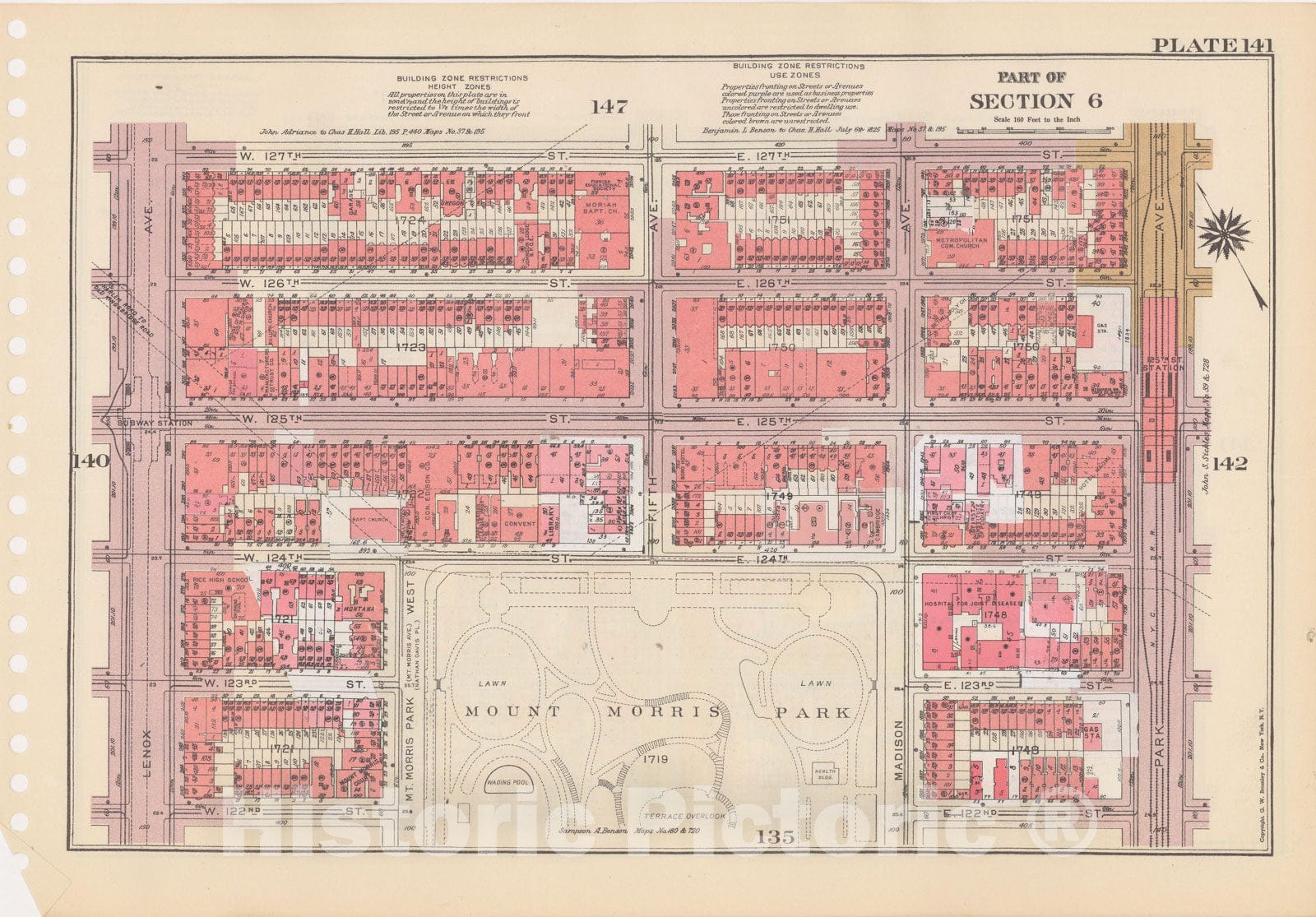 Historic Map : Manhattan Land Book 1955 - Updated Through Nov 7th, New York City 1975 Plate 141 , Vintage Wall Art