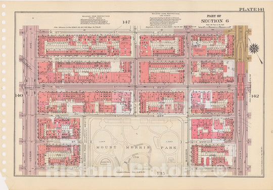 Historic Map : Manhattan Land Book 1955 - Updated Through Nov 7th, New York City 1975 Plate 141 , Vintage Wall Art