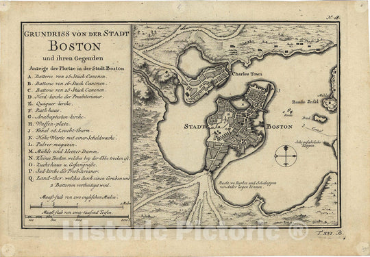 Historic Map : Revolutionary War Maps of Boston and Massachusetts 1770 , v2, Vintage Wall Art