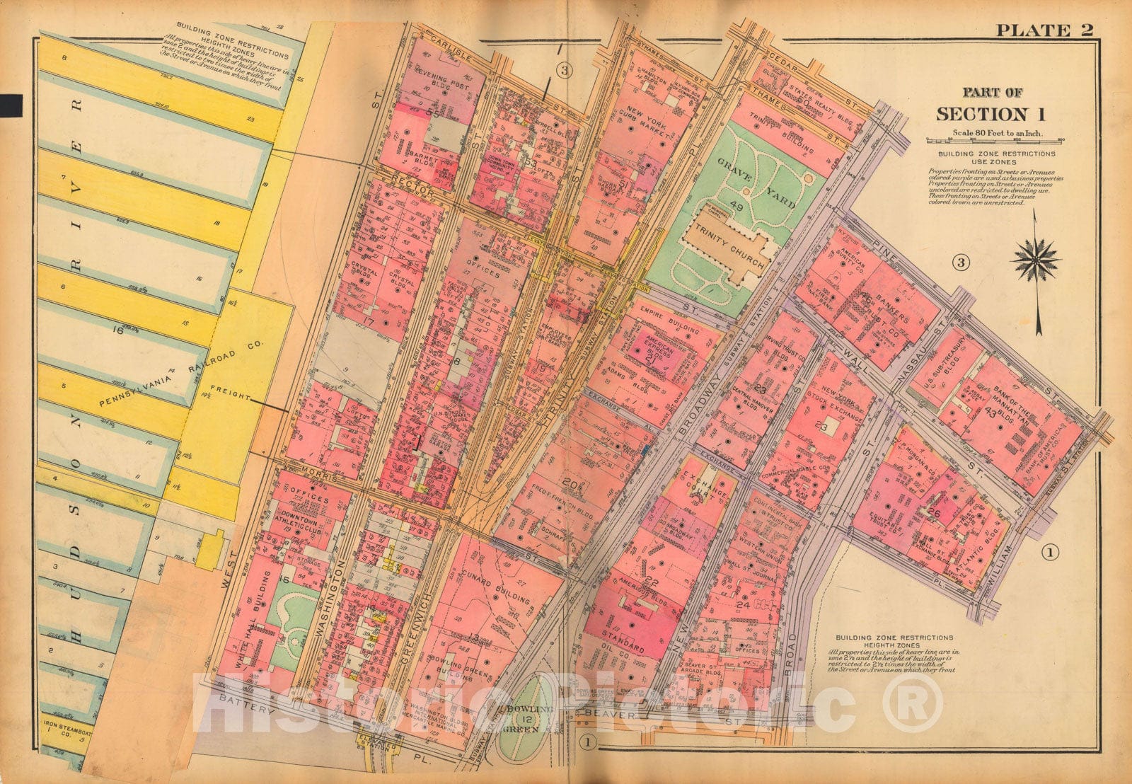 Historic Map : Atlas City of New York, Borough of Manhattan, Volume One, Battery to 14th Street, Manhattan 1922 Plate 002 , Vintage Wall Art