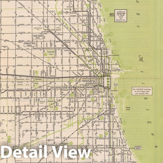 Historic Map : Chicago Transit Maps, Transit Map 1951 Railroad Catography , Vintage Wall Art