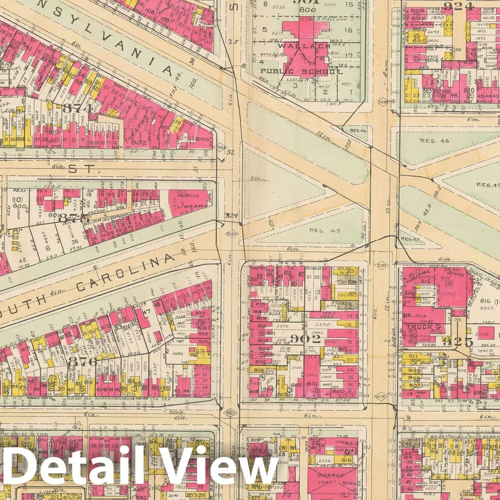 Historic Map : Atlas of Washington D.C. Volume 2 (NE, SE, SW), Washington 1928 Plate 023 , Vintage Wall Art