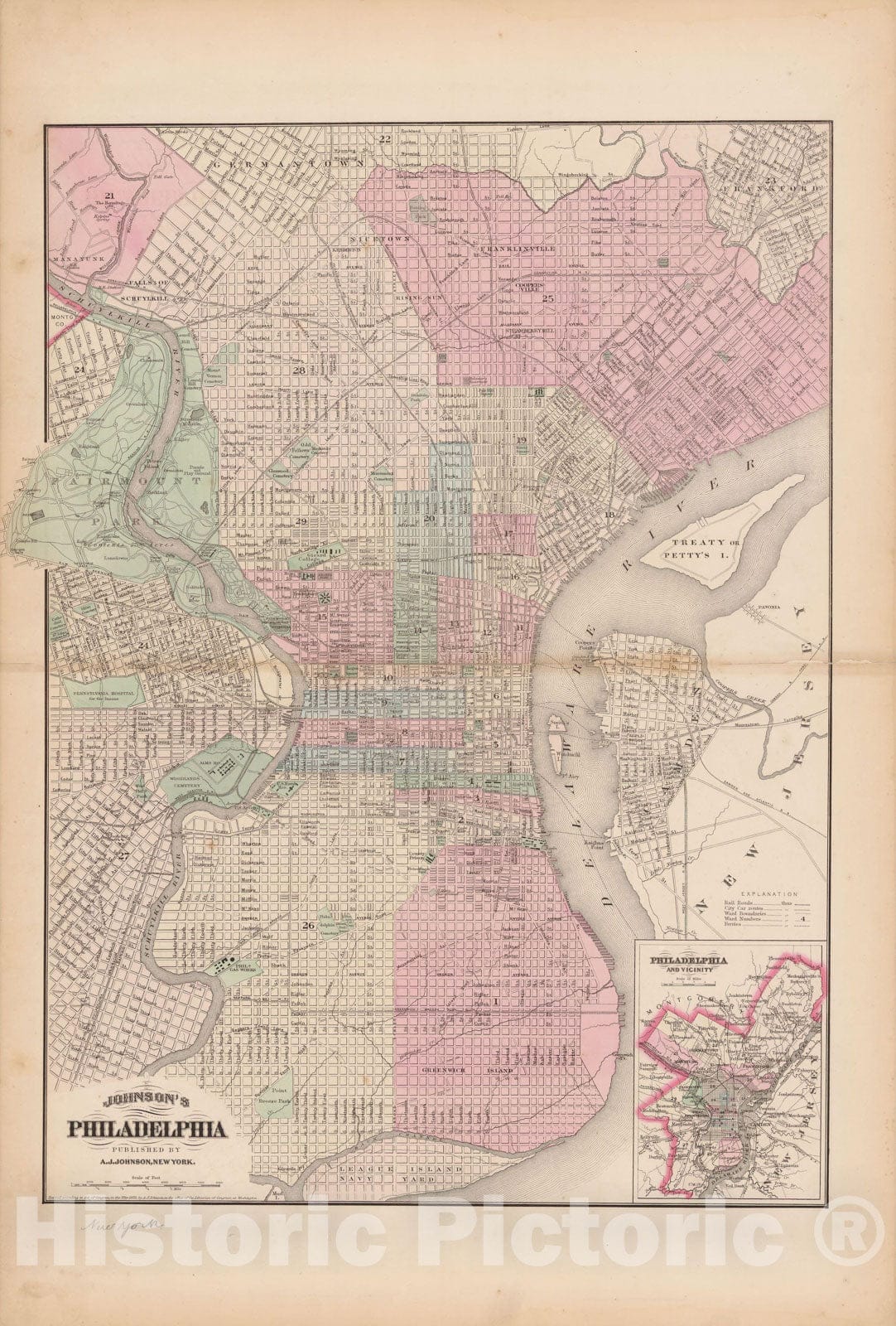 Historic Map : Family Atlas World, Philadelphia 1873 , Vintage Wall Art