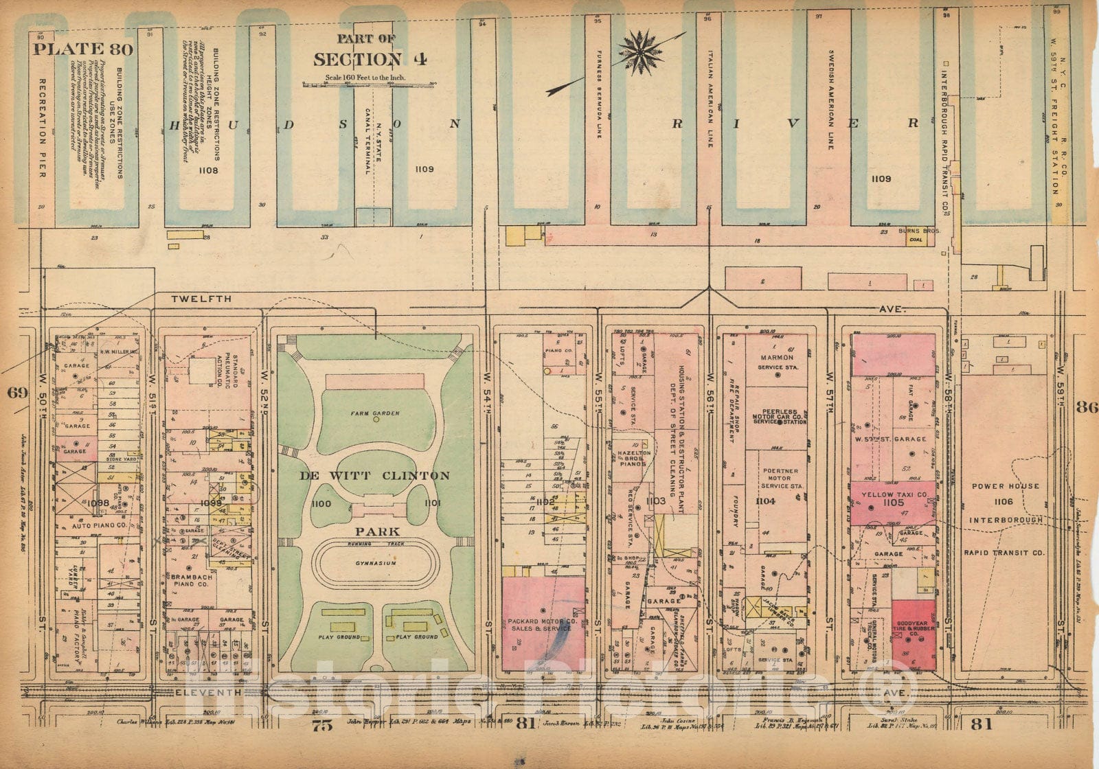 Historic Map : Land Book of the Borough of Manhattan, City of NY, Manhattan 1925 Plate 080 , Vintage Wall Art