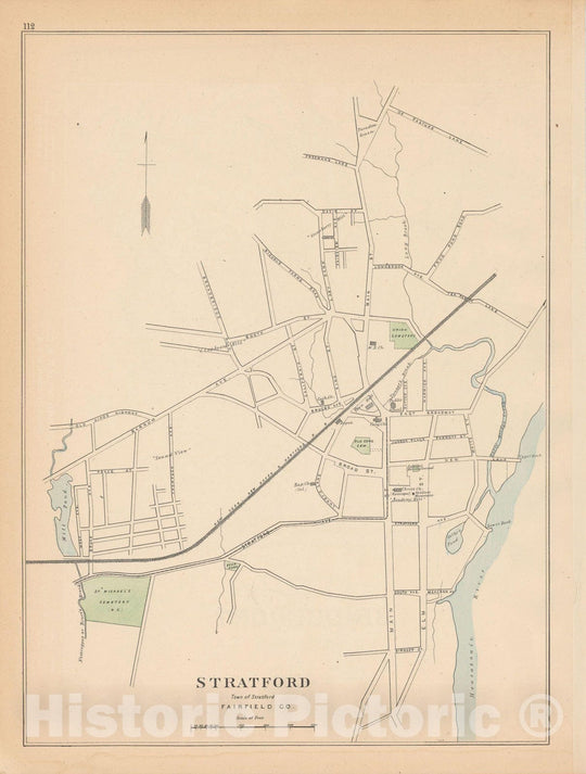 Historic Map : Stratford 1893 , Town and City Atlas State of Connecticut , Vintage Wall Art