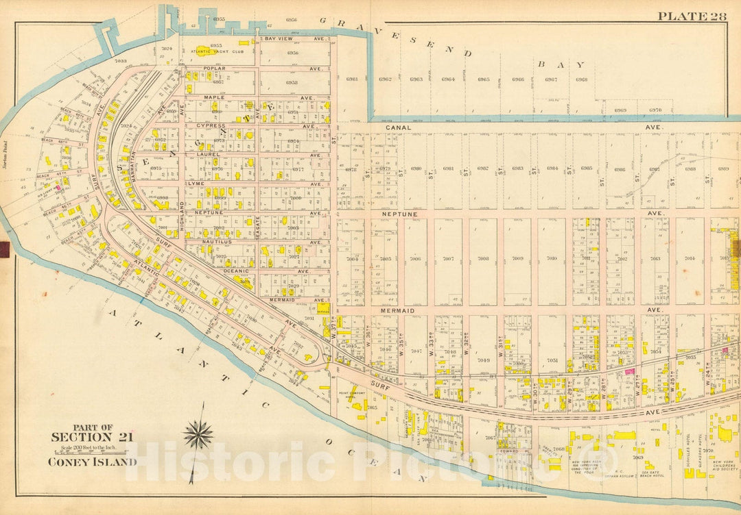 Historic Map : Vol. 2, Brooklyn 1907 Plate 028 , Atlas Borough of Brooklyn , Vintage Wall Art