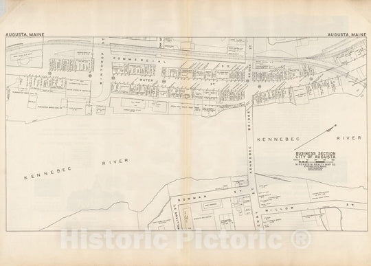 Historic Map : New England States Ed., Augusta 1946 , Nirenstein's National Preferred Real Estate Locations of Business Properties , Vintage Wall Art