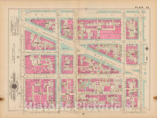 Historic Map : Atlas of Washington D.C. Volume 1 (Inner NW), Washington 1939 Plate 035 , Vintage Wall Art