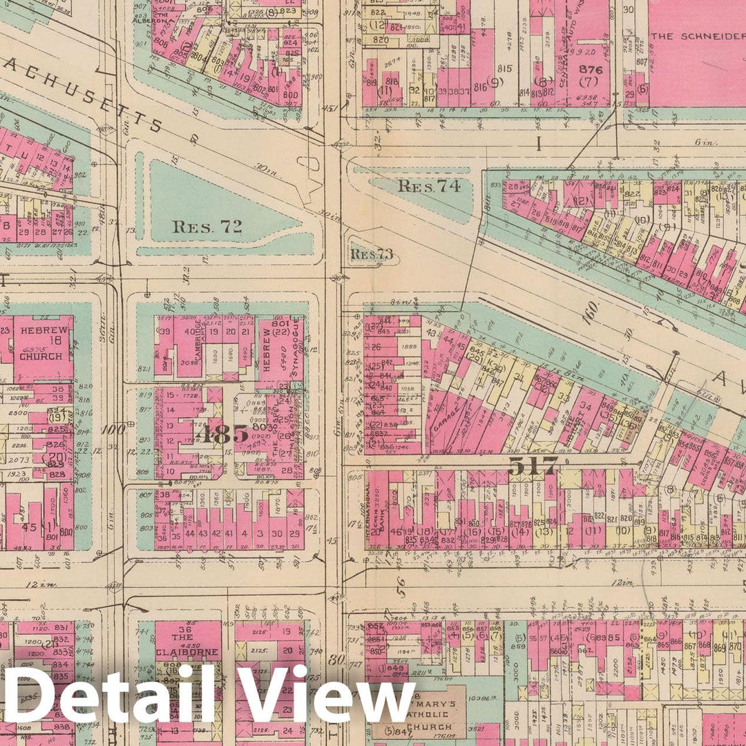 Historic Map : Atlas of Washington D.C. Volume 1 (Inner NW), Washington 1939 Plate 035 , Vintage Wall Art