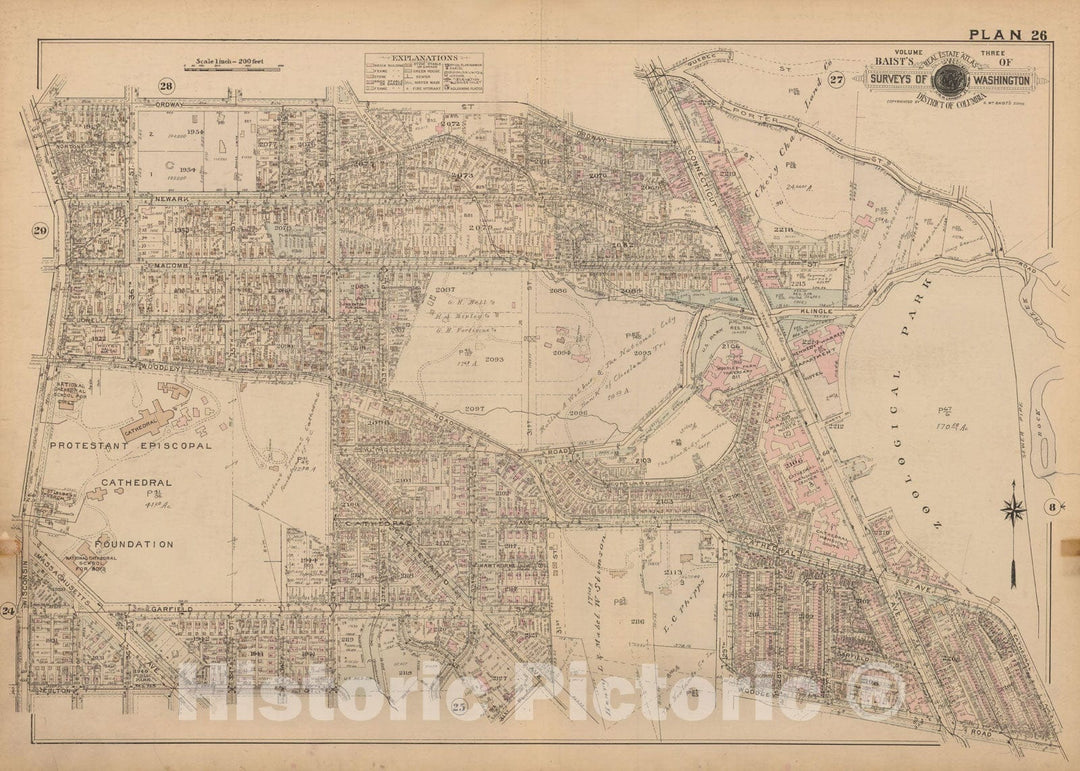 Historic Map : Atlas of Washington D.C. Volume 3 (Outer NW), Washington 1937 Plate 026 , Vintage Wall Art