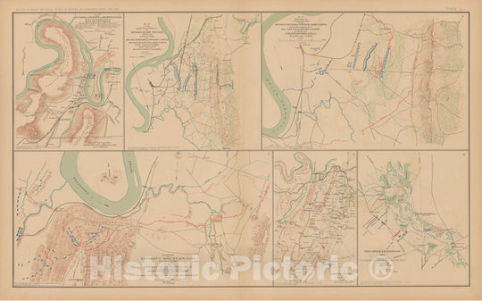 Historic Map : Civil War Atlas of the Union and Confederate Armies, Battles in LA & TN 1895 , Vintage Wall Art