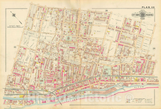 Historic Map : Baist's Property Atlas of Philadelphia, Philadelphia 1895 Plate 040 , Vintage Wall Art