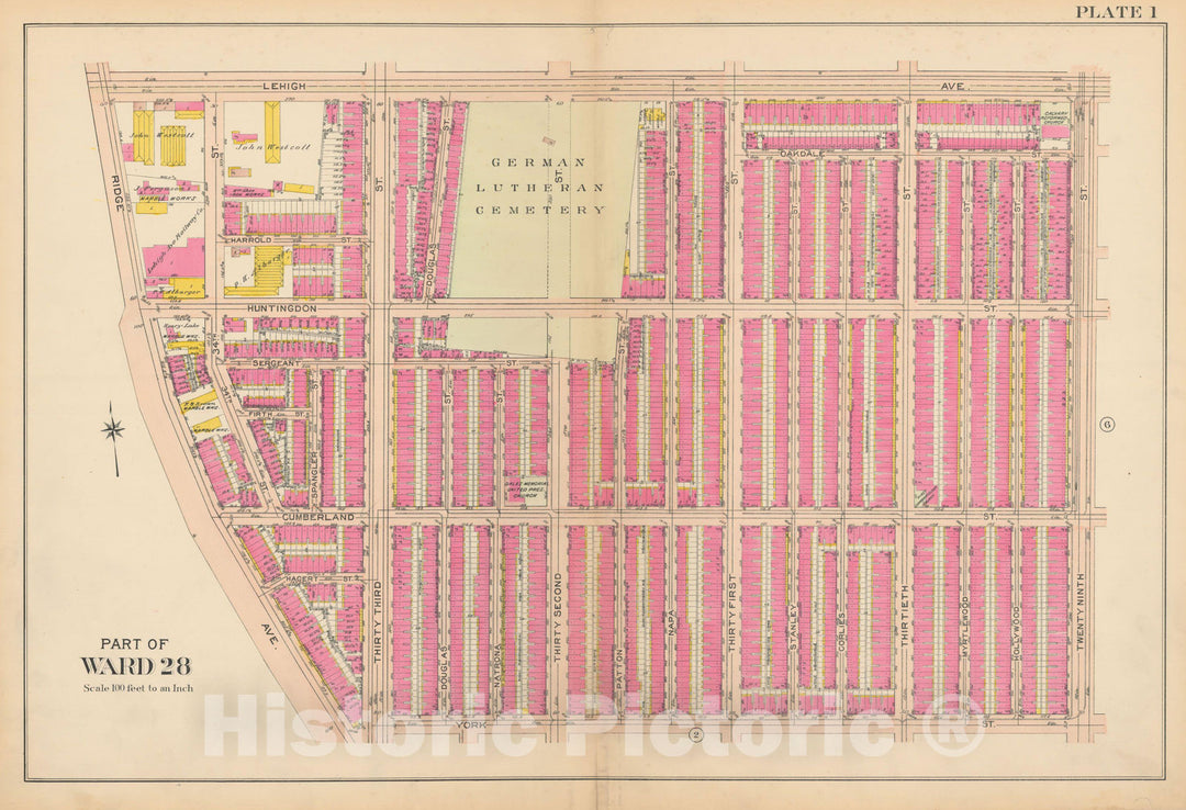 Historic Map : Philadelphia 1908 Plate 001 , Atlas 28th 32nd & 37th Wards of the City of Philadelphia , Vintage Wall Art