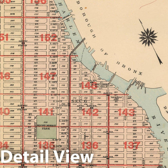 Historic Map : Land Book of the Borough of Manhattan, City of NY, Manhattan 1925 Index Plate , v2, Vintage Wall Art