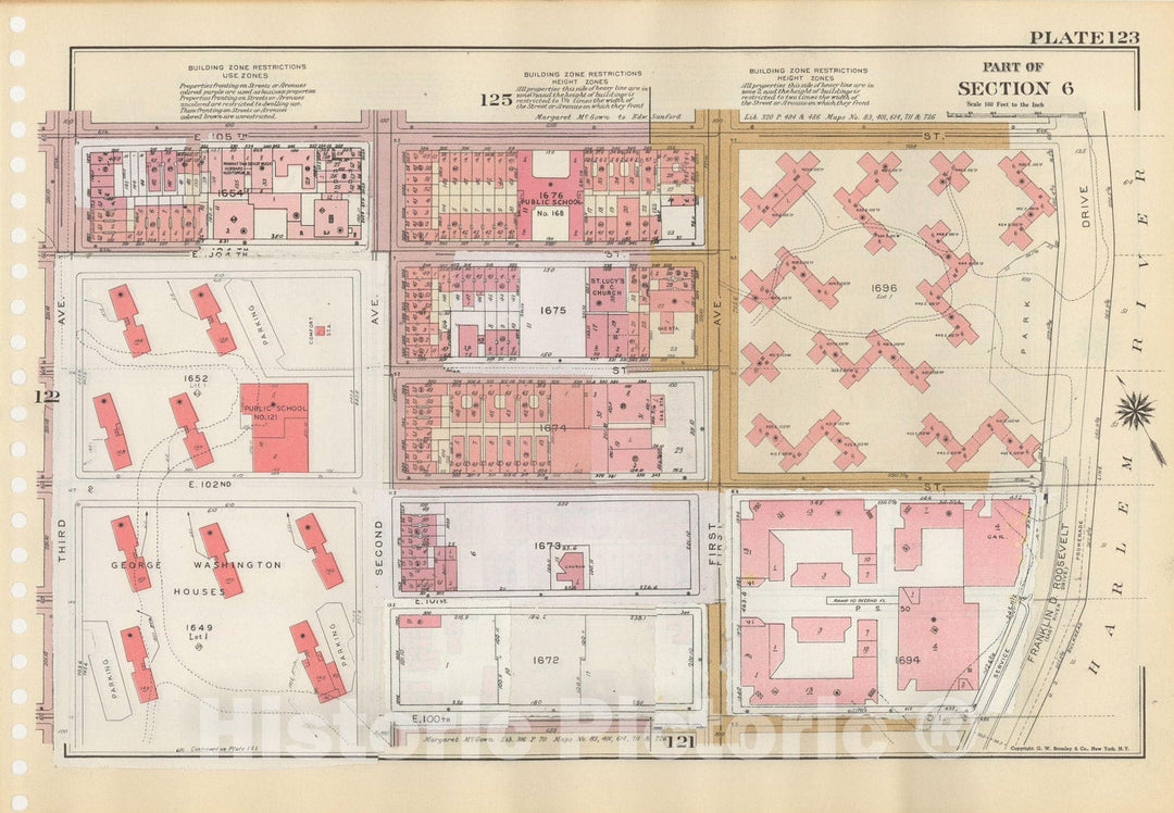 Historic Map : Manhattan Land Book 1955 - Updated Through Nov 7th, New York City 1975 Plate 123 , Vintage Wall Art