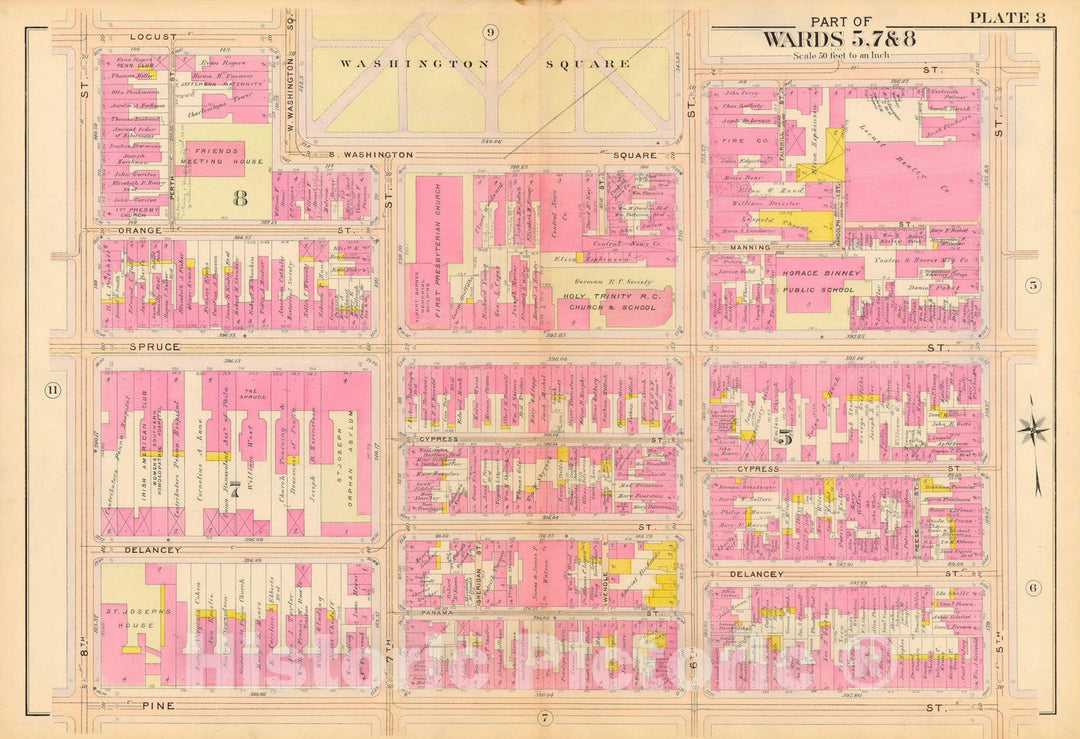 Historic Map : Philadelphia 1908 Plate 008 , Vintage Wall Art