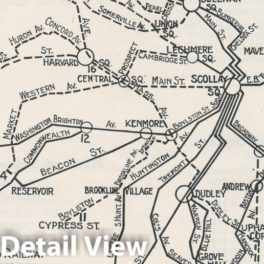 Historic Map : Greater Boston Transit Maps, Boston Elevated Railway Night Service Map 1939 Railroad Catography , Vintage Wall Art