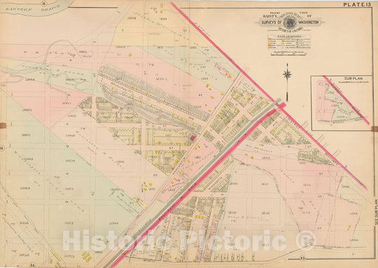 Historic Map : Atlas of Washington D.C. Volume 4 (NE, SE), Washington 1907 Plate 013 , Vintage Wall Art