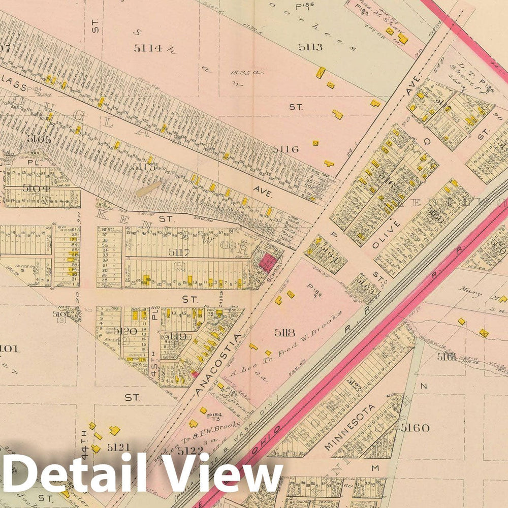 Historic Map : Atlas of Washington D.C. Volume 4 (NE, SE), Washington 1907 Plate 013 , Vintage Wall Art