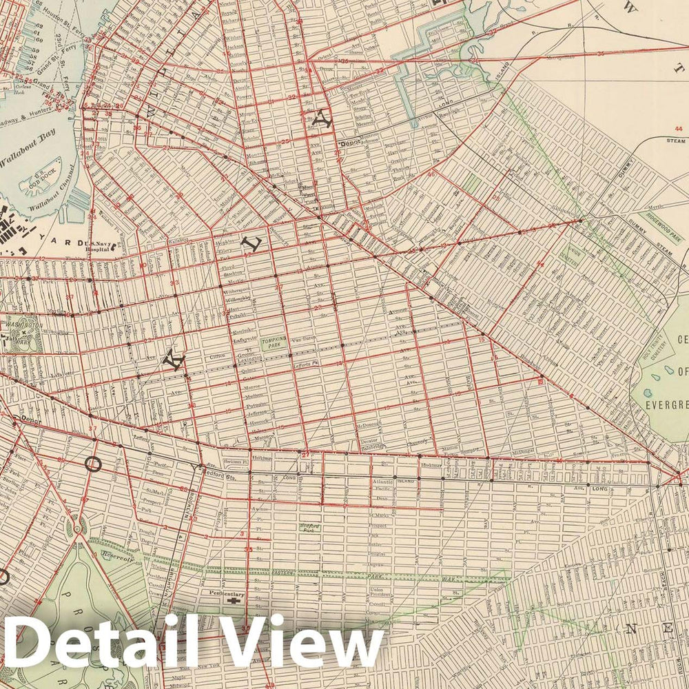 Historic Map : Brooklyn 1891 , Rand McNally's Atlas World , Vintage Wall Art