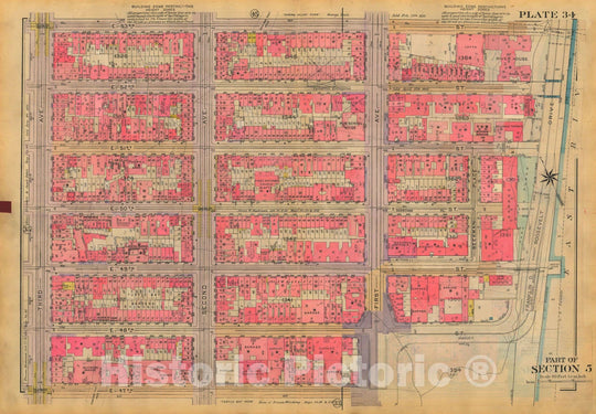 Historic Map : Atlas City of New York, Borough of Manhattan, Volume Two, 14th Street to 59th Street, Manhattan 1928 Plate 034 , Vintage Wall Art