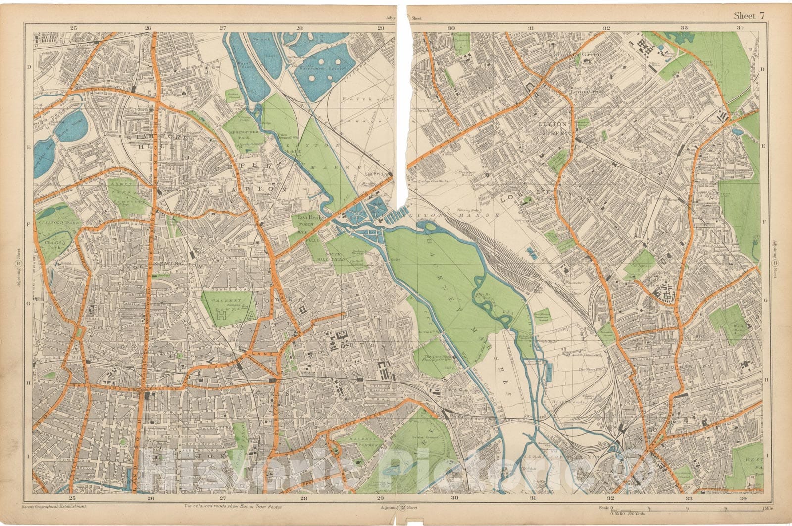 Historic Map : Europe, London 1910 Sheet 07 , Vintage Wall Art