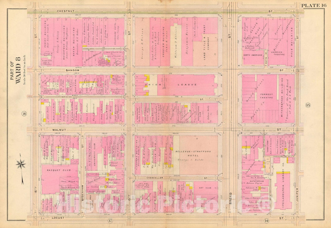 Historic Map : Philadelphia 1908 Plate 016 , Vintage Wall Art