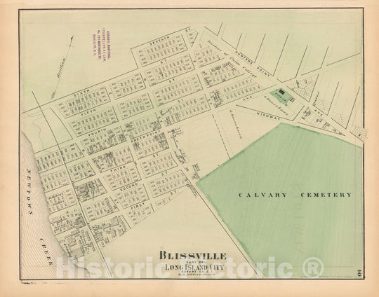 Historic Map : Atlas of Long Island, New York, Long Island City & Queens 1873 , v4, Vintage Wall Art