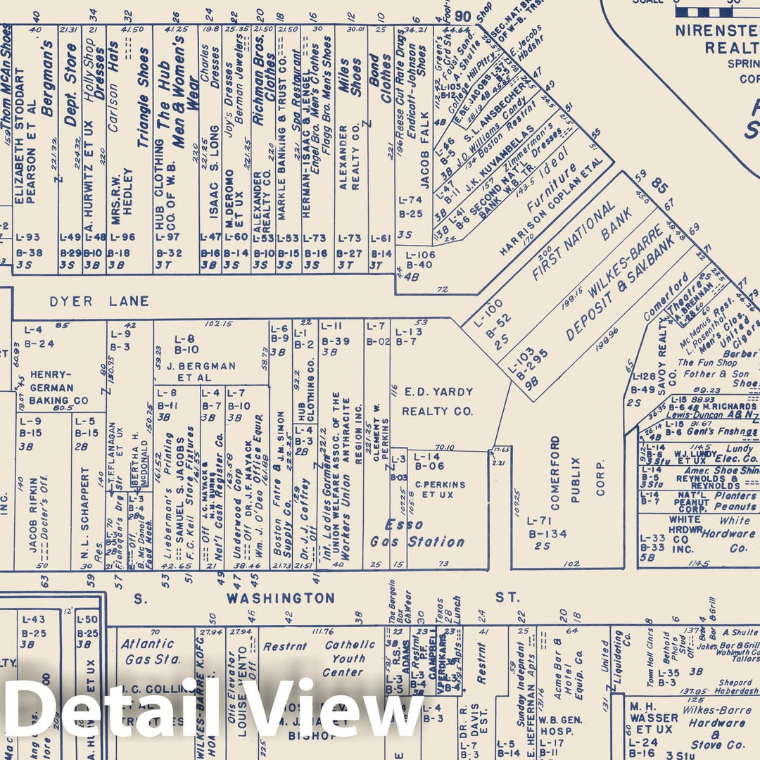 Historic Map : States of PA, VA & WV, Wilkes Barre 1950 , Nirenstein's Real Estate Atlas , Vintage Wall Art